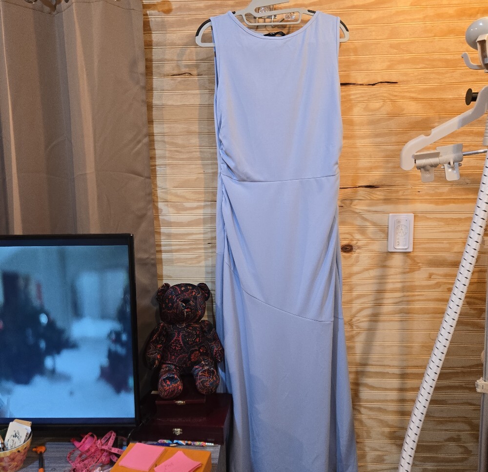 CIDER Sleeveless Ruched Side Maxi Dress in Light Lavender - Picture 2 of 6